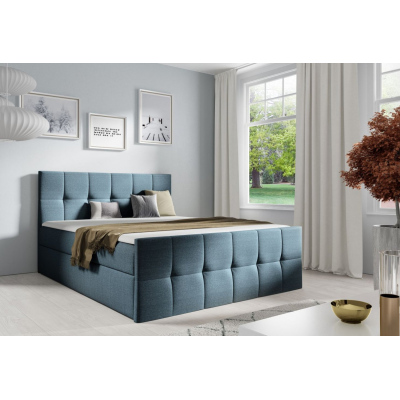 Manželská posteľ CHLOE - 200x200, modrá 2 + topper ZDARMA