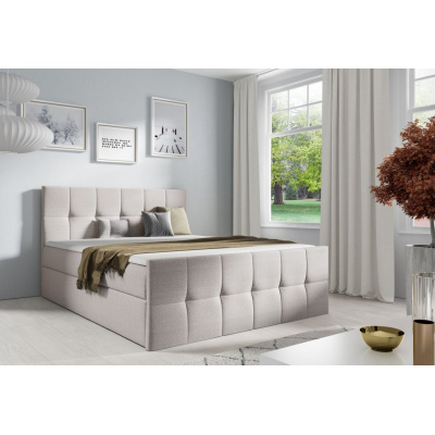 Manželská posteľ CHLOE - 200x200, béžová + topper ZDARMA