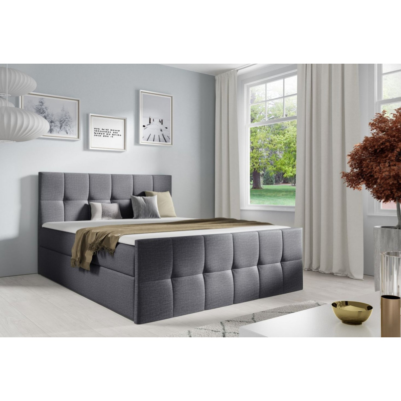 Manželská posteľ CHLOE - 200x200, šedá + topper ZDARMA
