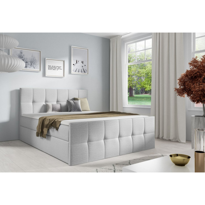 Manželská posteľ CHLOE - 200x200, svetlo šedá 1 + topper ZDARMA