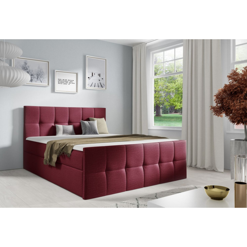 Manželská posteľ CHLOE - 180x200, vínová + topper ZDARMA