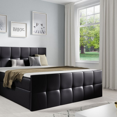 Manželská posteľ CHLOE - 180x200, čierna eko koža + topper ZDARMA