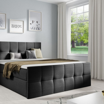 Manželská posteľ CHLOE - 180x200, čierna + topper ZDARMA