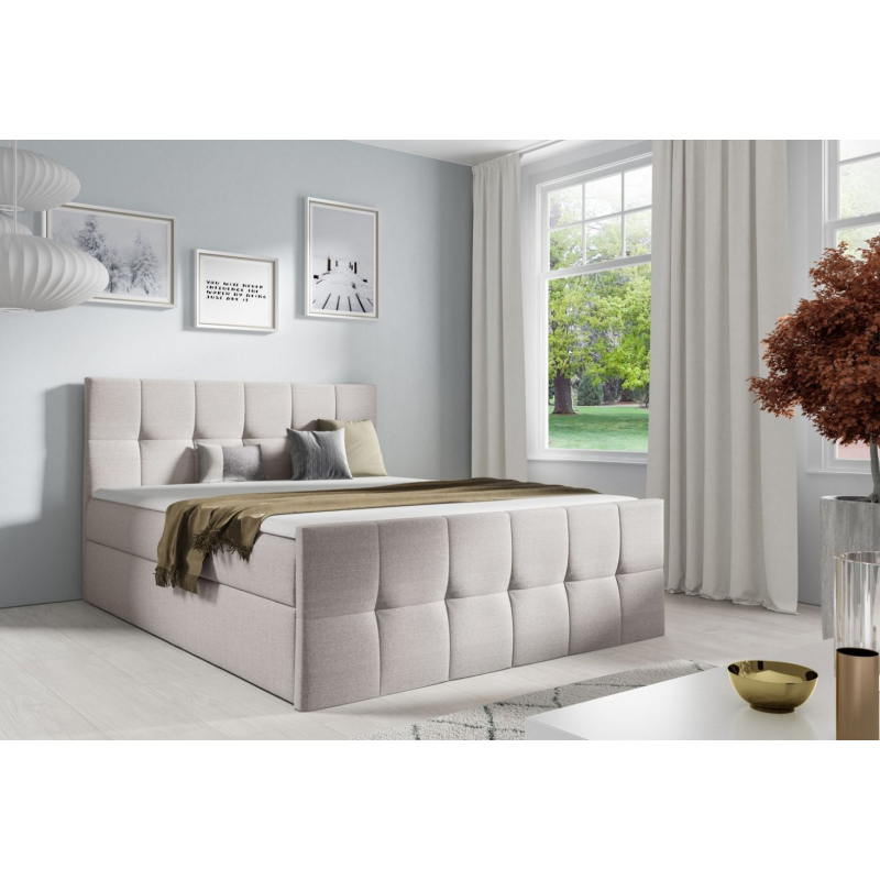Manželská posteľ CHLOE - 180x200, béžová + topper ZDARMA