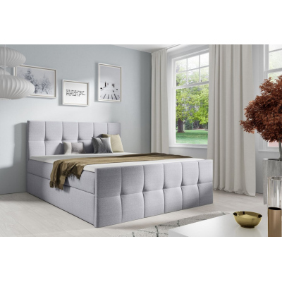 Manželská posteľ CHLOE - 160x200, svetlo šedá 2 + topper ZDARMA