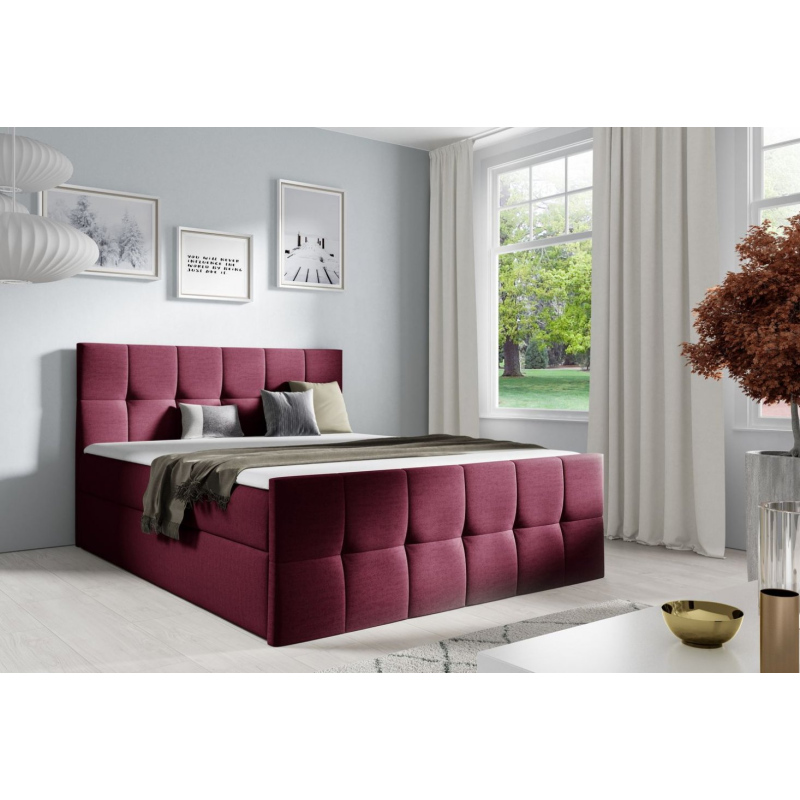 Manželská posteľ CHLOE - 160x200, červená + topper ZDARMA