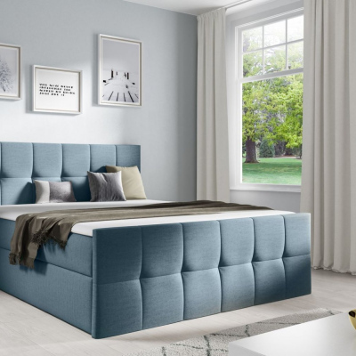 Manželská posteľ CHLOE - 140x200, modrá 1 + topper ZDARMA