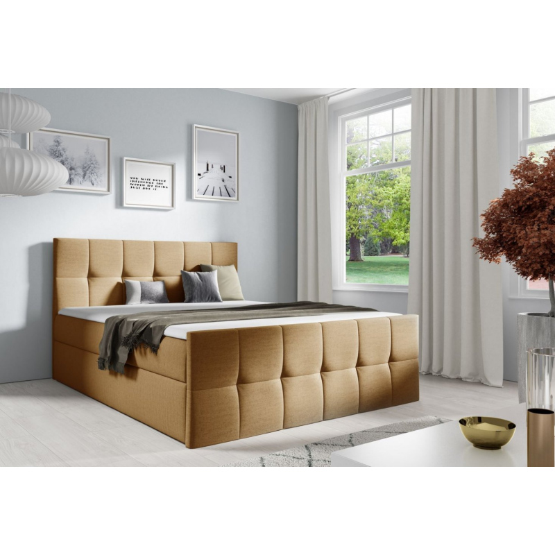 Manželská posteľ CHLOE - 140x200, svetlo hnedá + topper ZDARMA