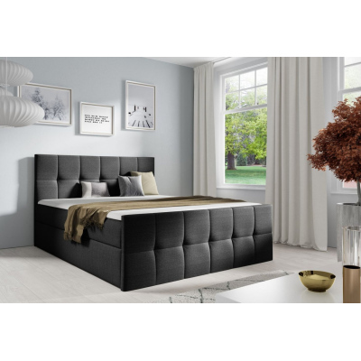 Manželská posteľ CHLOE - 140x200, čierna + topper ZDARMA