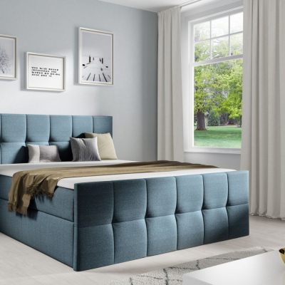 Manželská posteľ CHLOE - 140x200, modrá 2 + topper ZDARMA