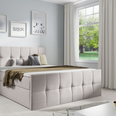 Manželská posteľ CHLOE - 140x200, béžová + topper ZDARMA