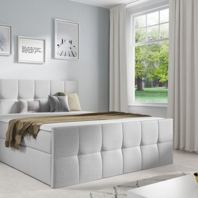 Manželská posteľ CHLOE - 140x200, svetlo šedá 1 + topper ZDARMA