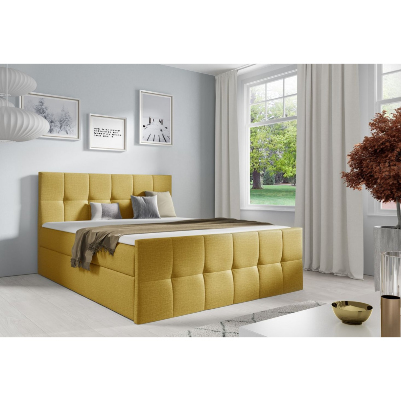 Manželská posteľ CHLOE - 140x200, žltá + topper ZDARMA