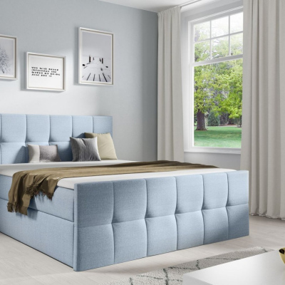 Jednolôžková posteľ CHLOE - 120x200, svetlo modrá + topper ZDARMA