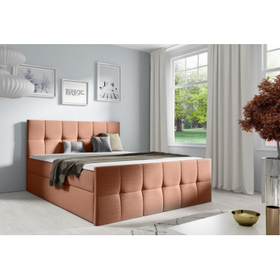 Jednolôžková posteľ CHLOE - 120x200, lososová + topper ZDARMA