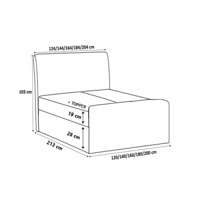 Jednolôžková posteľ CHLOE - 120x200, čierna + topper ZDARMA