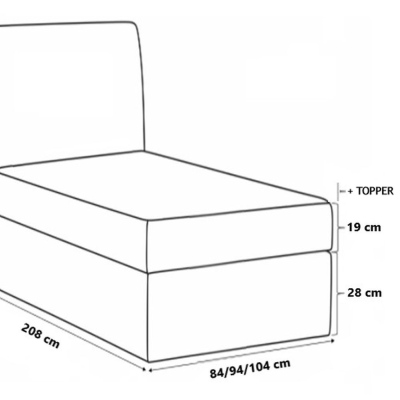 Boxspringová posteľ CELESTA MINI - 100x200, šedá + topper ZDARMA
