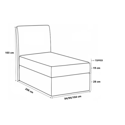 Boxspringová posteľ CELESTA MINI - 100x200, modrá + topper ZDARMA