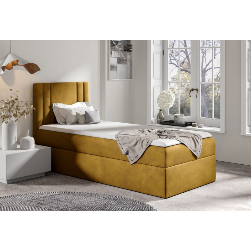 Boxspringová posteľ CELESTA MINI - 100x200, žltá + topper ZDARMA