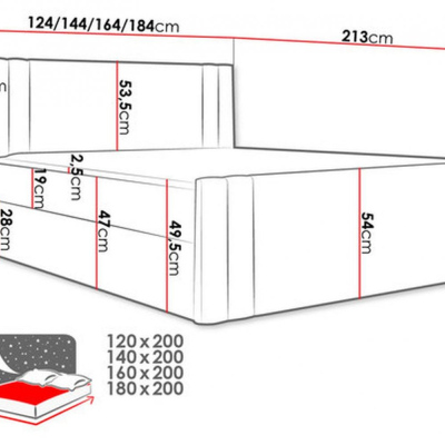 Boxspringová posteľ CELESTA - 200x200, šedá + topper ZDARMA