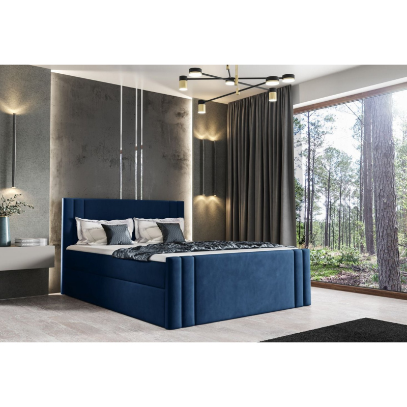 Boxspringová posteľ CELESTA - 200x200, modrá + topper ZDARMA