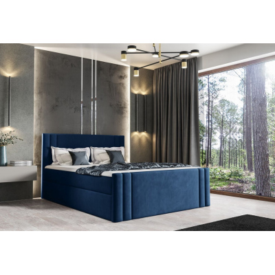 Boxspringová posteľ CELESTA - 200x200, modrá + topper ZDARMA