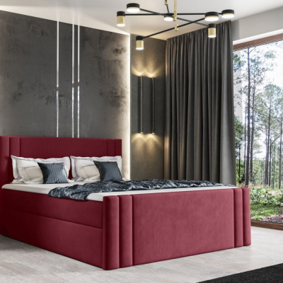 Boxspringová posteľ CELESTA - 160x200, červená + topper ZDARMA