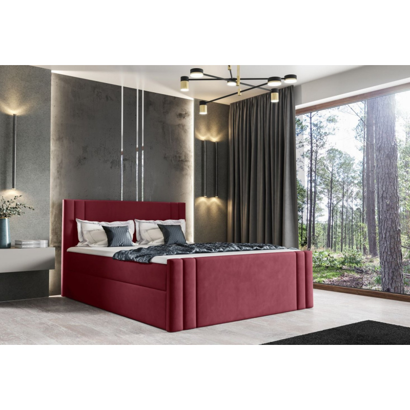 Boxspringová posteľ CELESTA - 160x200, červená + topper ZDARMA