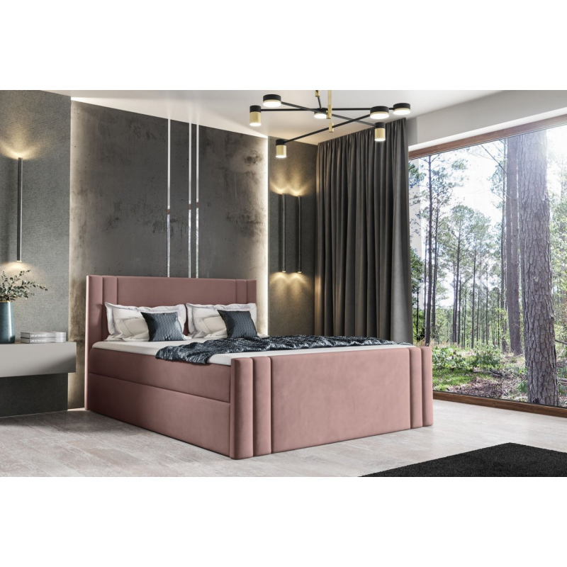 Boxspringová posteľ CELESTA - 160x200, ružová + topper ZDARMA
