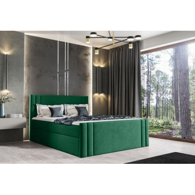 Boxspringová posteľ CELESTA - 160x200, zelená + topper ZDARMA