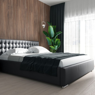 Dizajnová posteľ Natal s úložným priestorom čierna eko koža 200 x 200