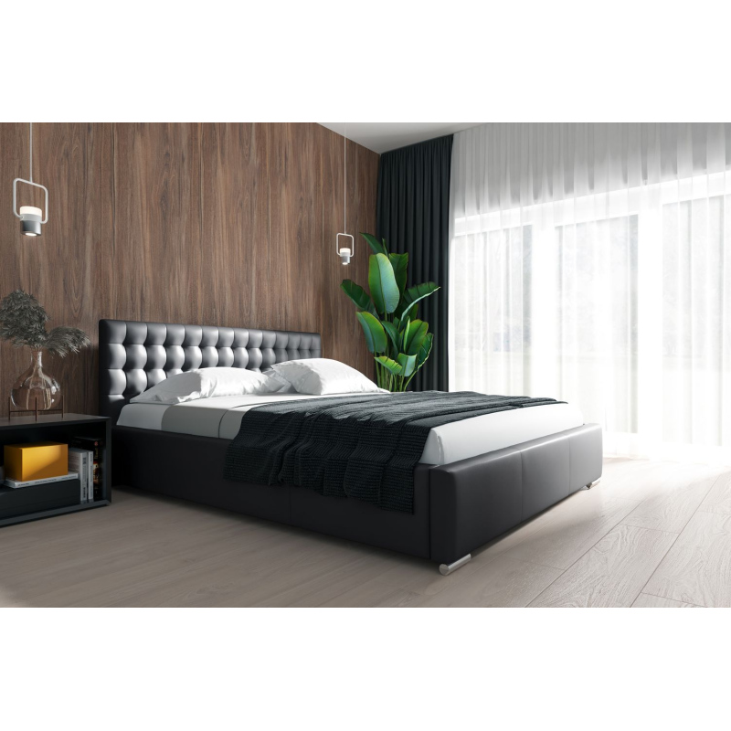 Dizajnová posteľ Natal s úložným priestorom čierna eko koža 180 x 200