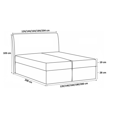 Čalúnená posteľ REX - 180x200, biela + topper ZDARMA