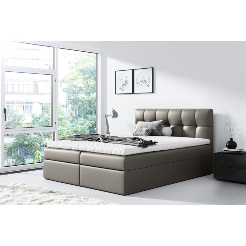 Čalúnená posteľ REX - 160x200, šedá + topper ZDARMA