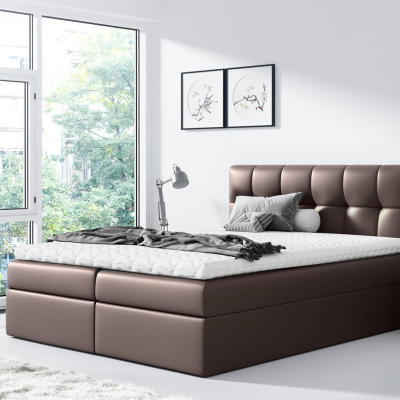 Čalúnená posteľ REX - 160x200, hnedá + topper ZDARMA