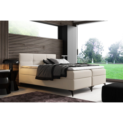 Elegantná posteľ FLOKI - 200x200, béžová + topper ZDARMA