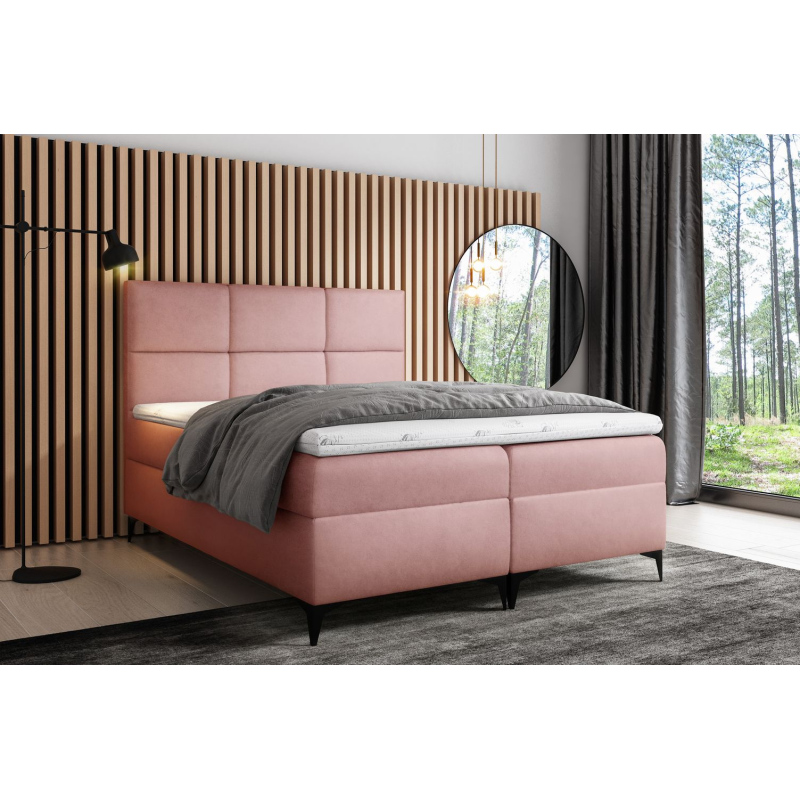 Dizajnová posteľ FIZA - 200x200, ružová + topper ZDARMA