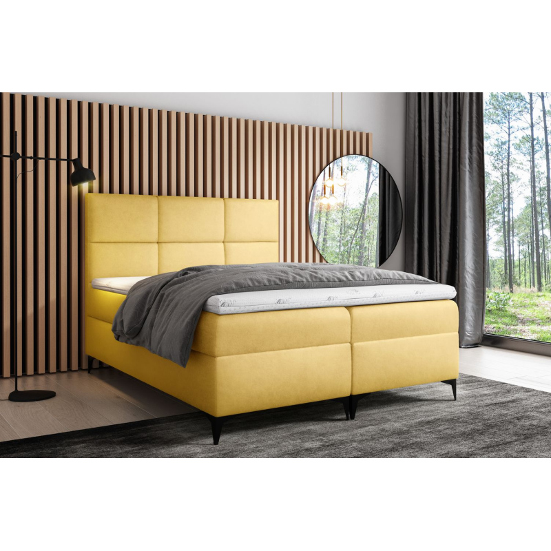 Dizajnová posteľ FIZA - 200x200, žltá + topper ZDARMA