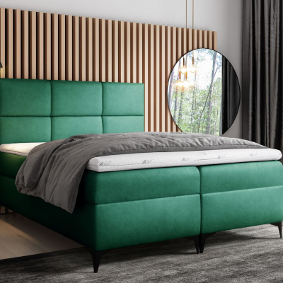 Dizajnová posteľ FIZA - 200x200, zelená + topper ZDARMA
