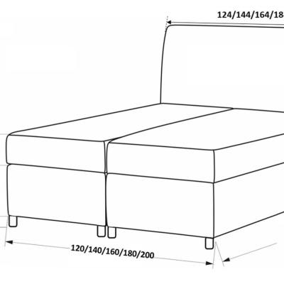 Dizajnová čalúnená posteľ Fiza s úložným priestororm červená 180 x 200 + topper zdarma