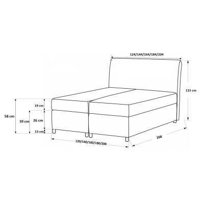 Dizajnová čalúnená posteľ Fiza s úložným priestororm červená 180 x 200 + topper zdarma