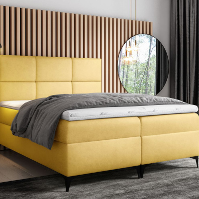 Dizajnová posteľ FIZA - 160x200, žltá + topper ZDARMA