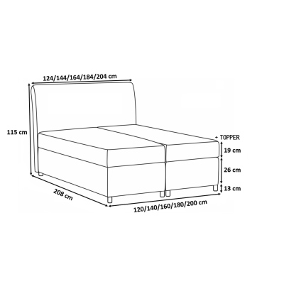 Boxspringová posteľ BESSIE - 120x200, béžová + topper ZDARMA