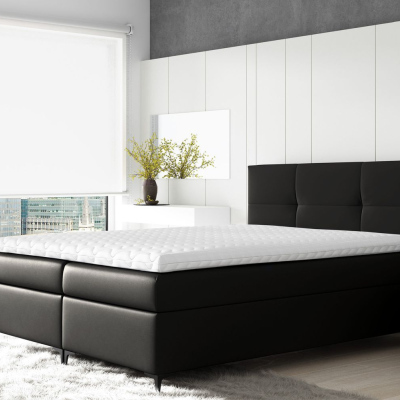Boxspringová posteľ BESSIE - 140x200, čierna + topper ZDARMA