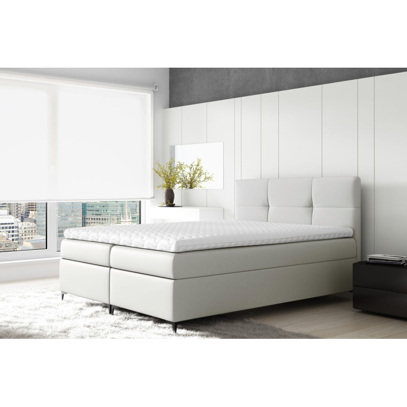 Boxspringová posteľ BESSIE - 140x200, biela + topper ZDARMA