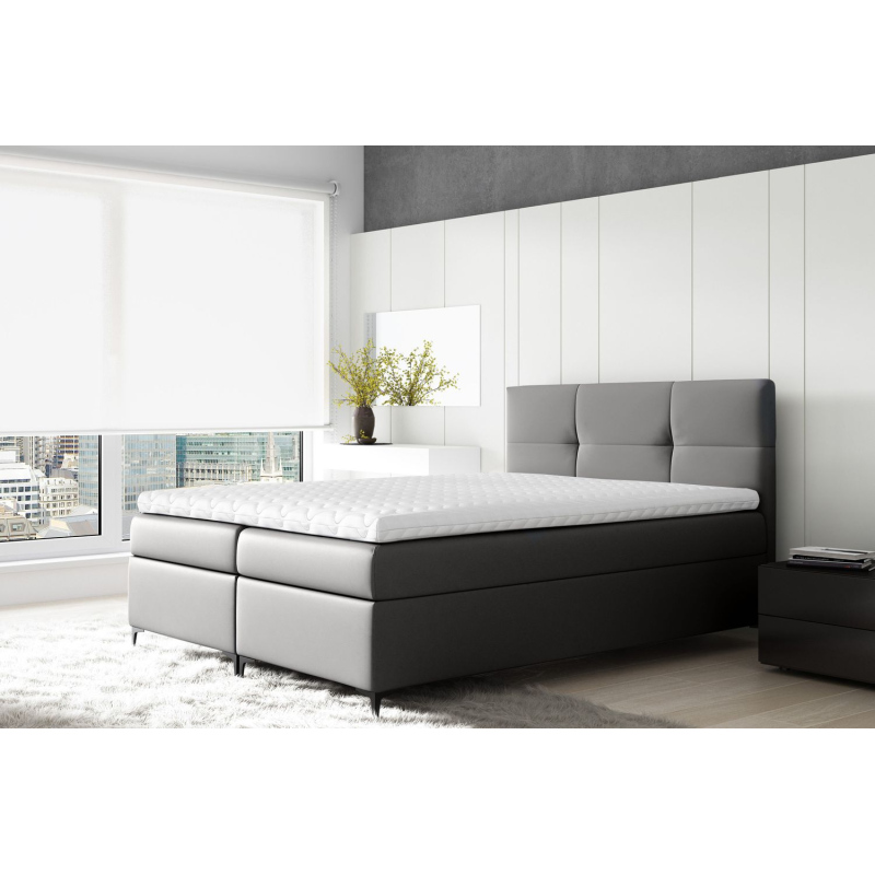 Boxspringová posteľ BESSIE - 140x200, šedá + topper ZDARMA