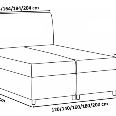 Boxspringová posteľ BESSIE - 140x200, šedá + topper ZDARMA