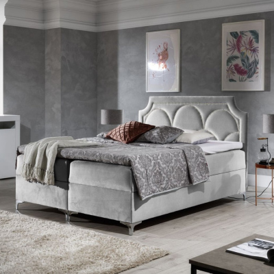 Prepychová posteľ CASSANDRA - 140x200, šedá + topper ZDARMA