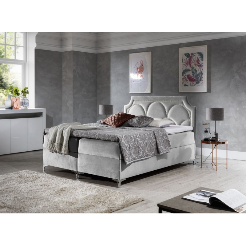 Prepychová posteľ CASSANDRA - 160x200, šedá + topper ZDARMA