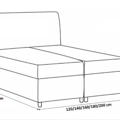 Kontinentálna posteľ EVIO - 200x200, šedá + topper ZDARMA